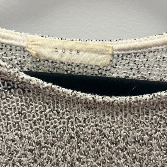 Lush Grey Knit Sweater with Trim Accent - Picture 2 of 4